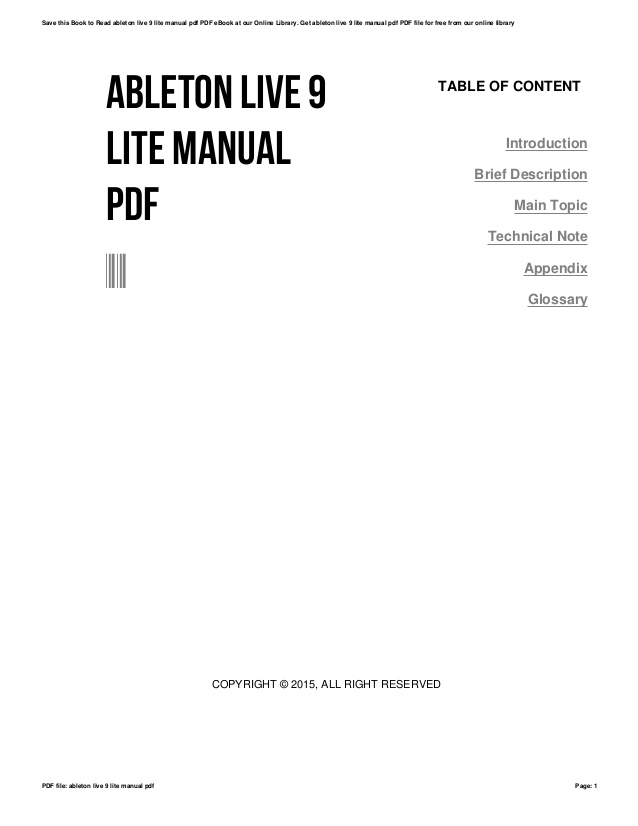 Ableton Live 10 User Manual Pdf